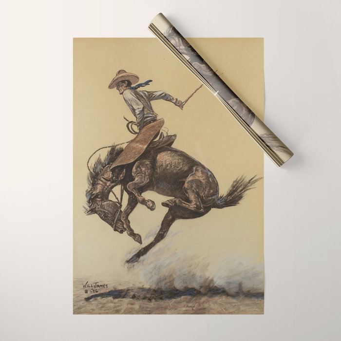 Bucking Horse Western Art by Will James Wrapping Paper Gallery Image 1