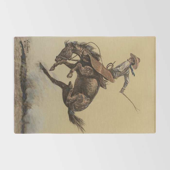 Bucking Horse Western Art by Will James Rug Gallery Image 2