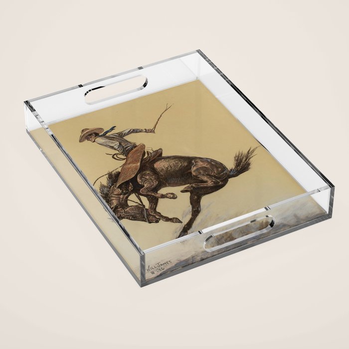 Bucking Horse Western Art by Will James Acrylic Tray Gallery Image 1