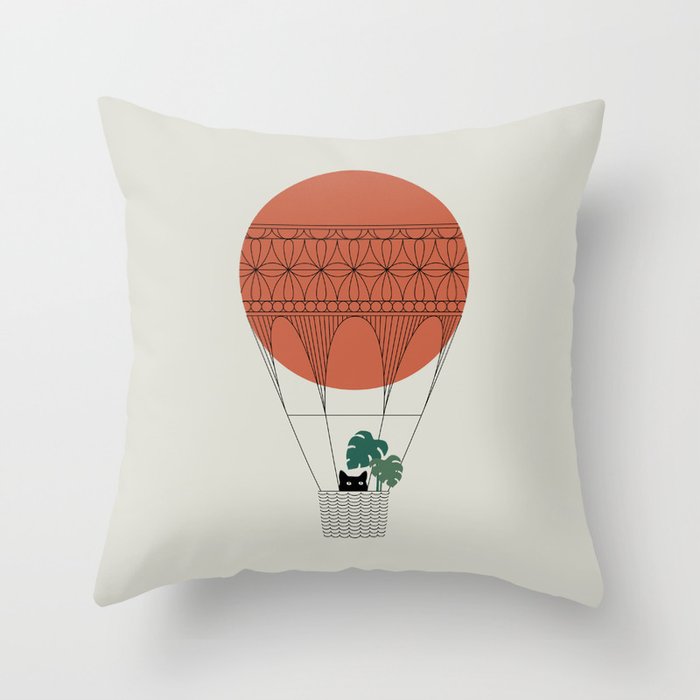 Cat Landscape 138: Hot Sun Balloon Throw Pillow Gallery Image 6