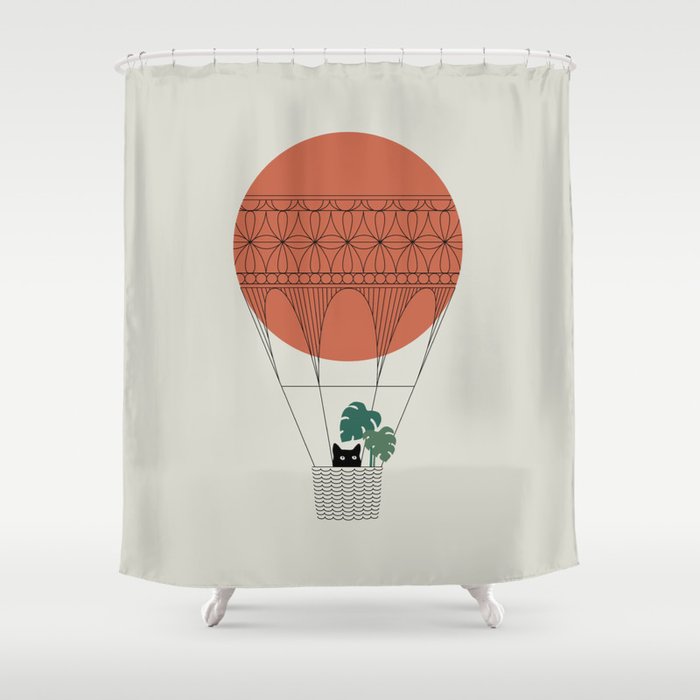 Cat Landscape 138: Hot Sun Balloon Shower Curtain Gallery Image 1