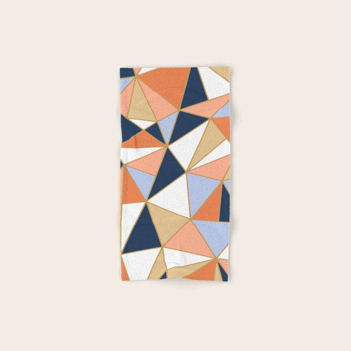 Festive, Geometric Art, Orange, Navy, Blue, Gold, Abstract Art Towels Gallery Image 1
