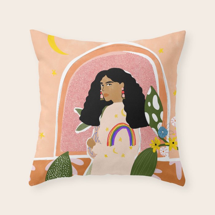 Rainbow Sweater Throw Pillow Gallery Image 1