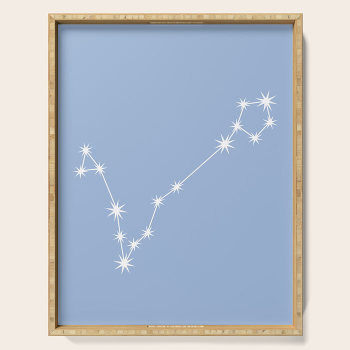 Pisces Zodiac Star Constellation Line Art Sky Blue Serving Tray Gallery Image 1