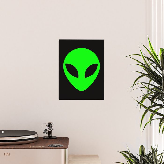 Black and Green Alien Head Shape Poster Gallery Image 2