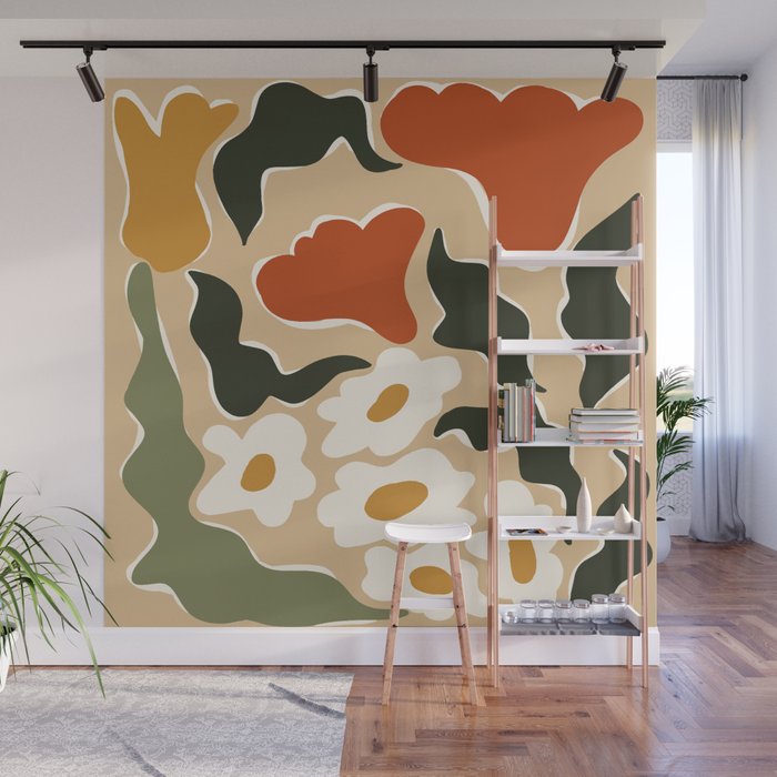 RETRO BOLD flowers  Wall Mural Gallery Image 1