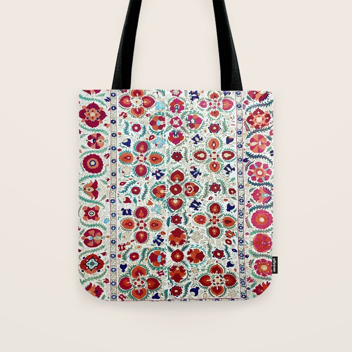 Antique Uzbek Suzani Embroidery Print Tote Bag Gallery Image 1