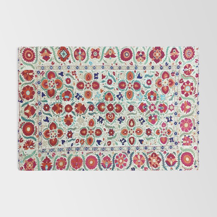 Antique Uzbek Suzani Embroidery Print Rug Gallery Image 2