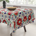 Antique Uzbek Suzani Embroidery Print Tablecloth Gallery Image 3