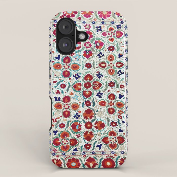 Antique Uzbek Suzani Embroidery Print iPhone Case Gallery Image 1