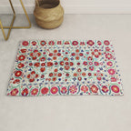 Antique Uzbek Suzani Embroidery Print Rug Gallery Image 1