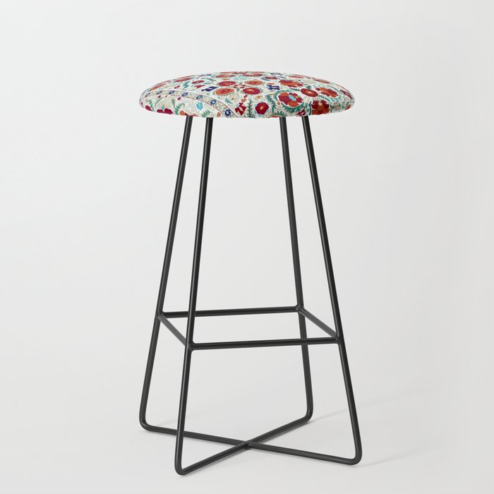 Antique Uzbek Suzani Embroidery Print Stool Gallery Image 1