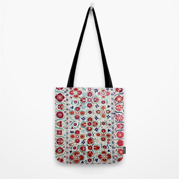 Antique Uzbek Suzani Embroidery Print Tote Bag Gallery Image 2