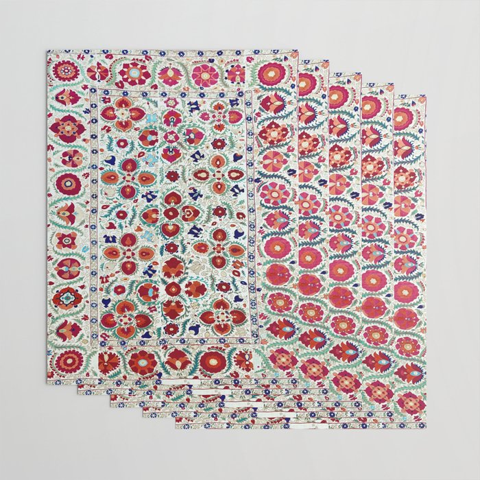 Antique Uzbek Suzani Embroidery Print Wrapping Paper Gallery Image 3