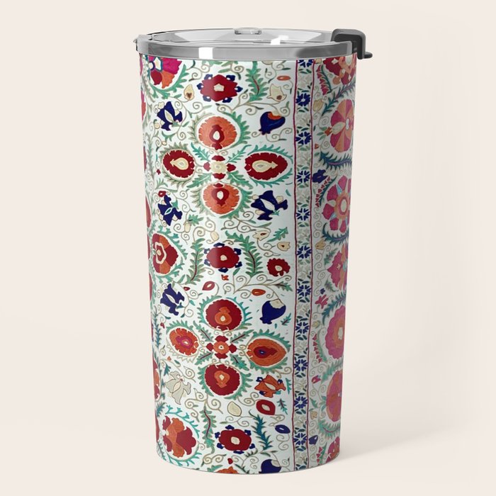 Antique Uzbek Suzani Embroidery Print Travel Mug Gallery Image 2