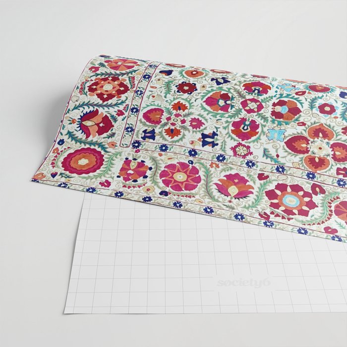 Antique Uzbek Suzani Embroidery Print Wrapping Paper Gallery Image 2