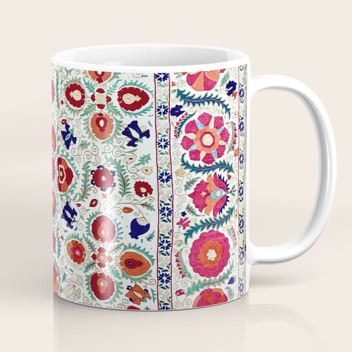 Antique Uzbek Suzani Embroidery Print Coffee Mug Gallery Image 1