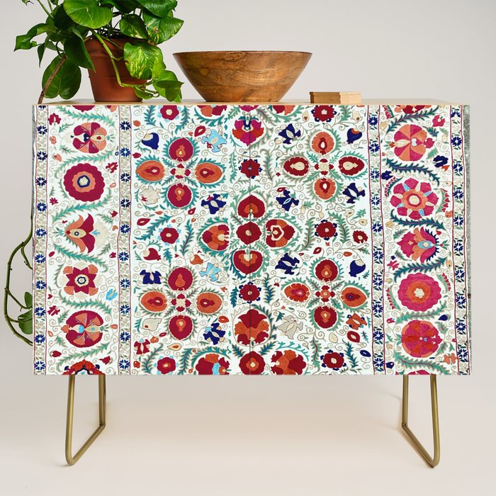 Antique Uzbek Suzani Embroidery Print Credenza Gallery Image 1