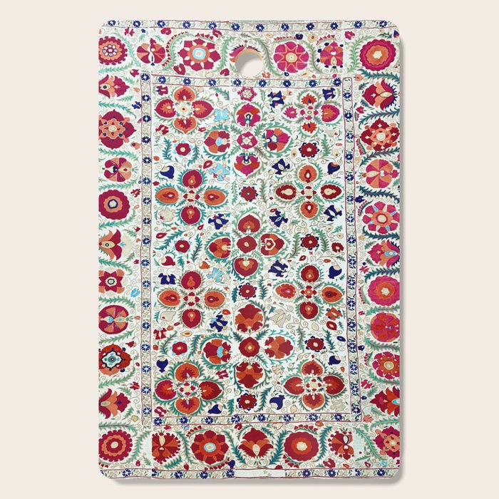 Antique Uzbek Suzani Embroidery Print Cutting Board Gallery Image 1