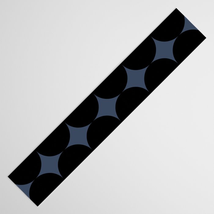 Circular Minimalism - Retro Blue Black Table Runner Gallery Image 3