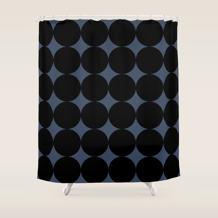 Circular Minimalism - Retro Blue Black Shower Curtain Gallery Image 1