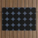 Circular Minimalism - Retro Blue Black Outdoor Rug Gallery Image 1