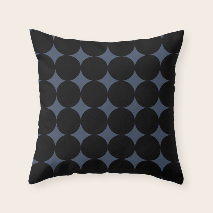 Circular Minimalism - Retro Blue Black Throw Pillow Gallery Image 6