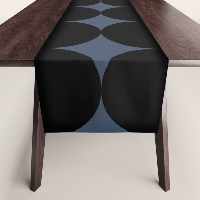 Circular Minimalism - Retro Blue Black Table Runner Gallery Image 1