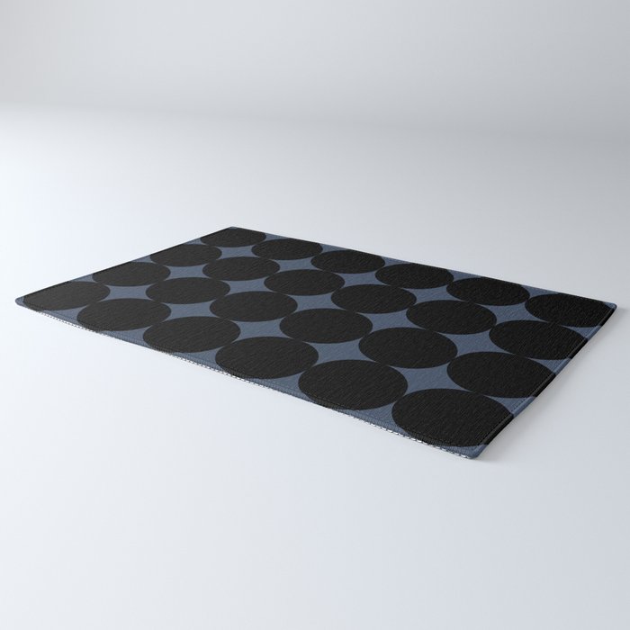 Circular Minimalism - Retro Blue Black Rug Gallery Image 3