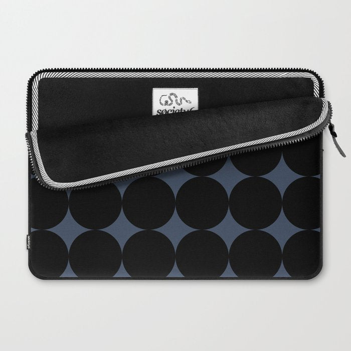 Circular Minimalism - Retro Blue Black Laptop Sleeve Gallery Image 2