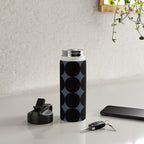 Circular Minimalism - Retro Blue Black Water Bottle Gallery Image 4