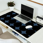 Circular Minimalism - Retro Blue Black Desk Mat Gallery Image 2