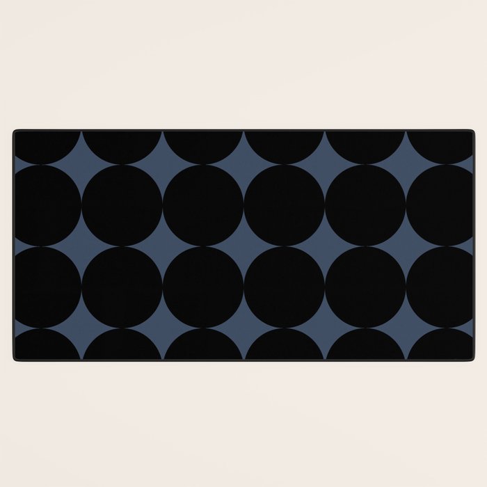 Circular Minimalism - Retro Blue Black Desk Mat Gallery Image 3