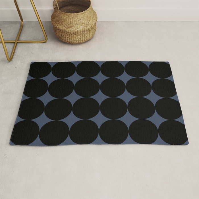 Circular Minimalism - Retro Blue Black Rug Gallery Image 1