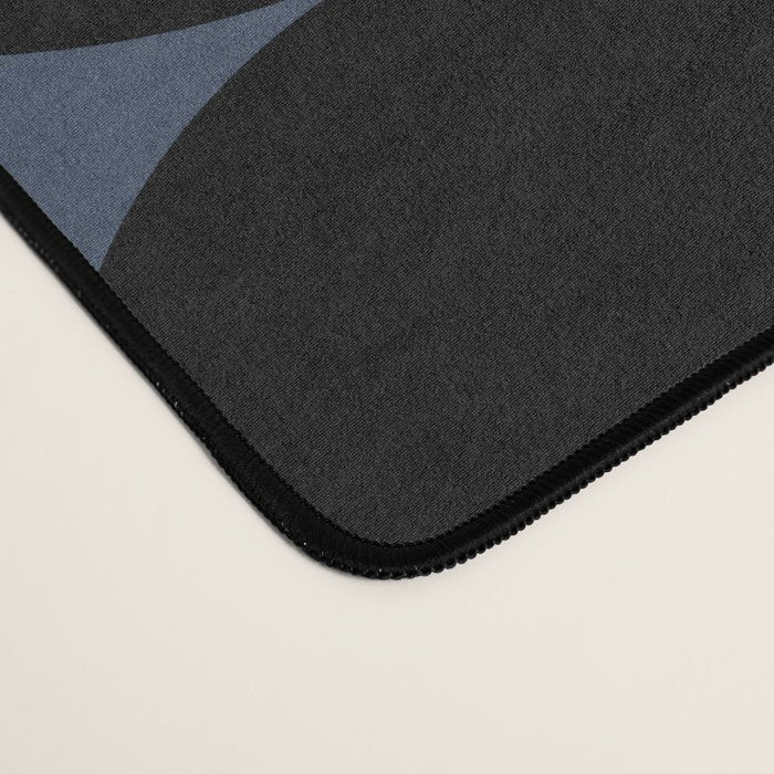 Circular Minimalism - Retro Blue Black Desk Mat Gallery Image 4