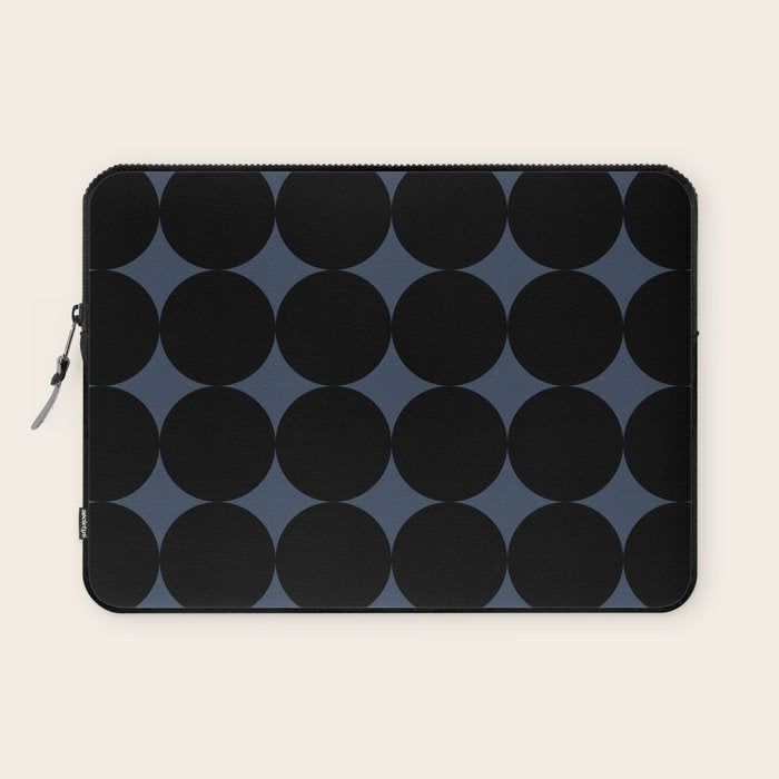 Circular Minimalism - Retro Blue Black Laptop Sleeve Gallery Image 1