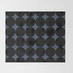 Circular Minimalism - Retro Blue Black Throw Blanket Gallery Image 2