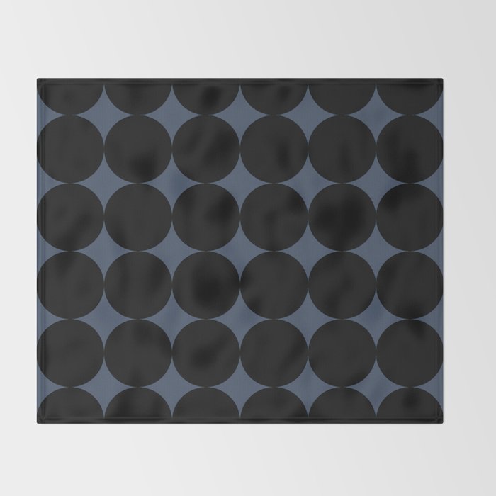 Circular Minimalism - Retro Blue Black Throw Blanket Gallery Image 2