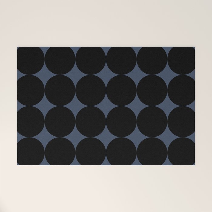 Circular Minimalism - Retro Blue Black Welcome Mat Gallery Image 1