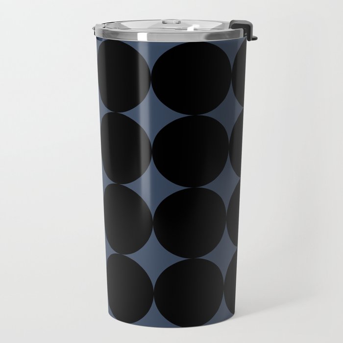 Circular Minimalism - Retro Blue Black Travel Mug Gallery Image 2