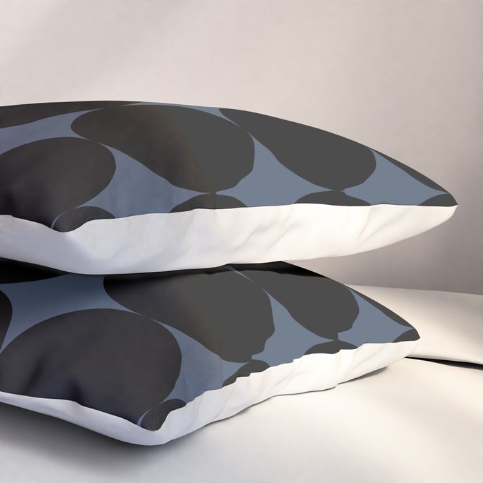 Circular Minimalism - Retro Blue Black Pillow Sham Gallery Image 3