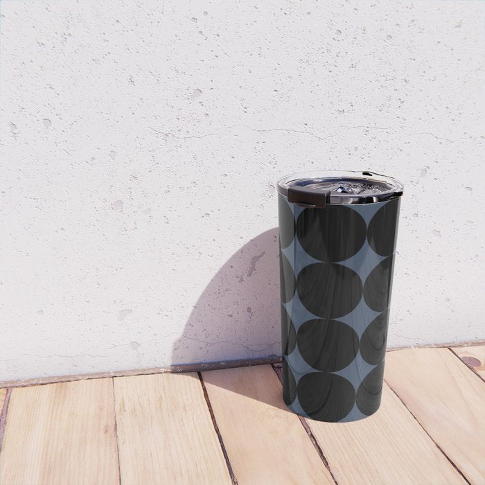 Circular Minimalism - Retro Blue Black Travel Mug Gallery Image 4