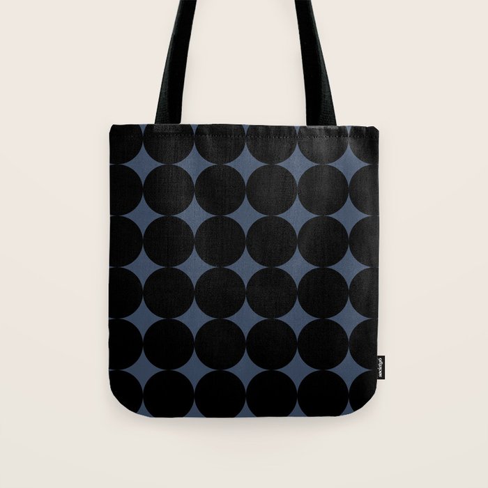 Circular Minimalism - Retro Blue Black Tote Bag Gallery Image 1