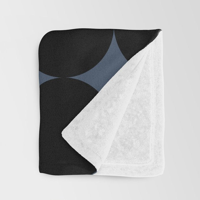 Circular Minimalism - Retro Blue Black Throw Blanket Gallery Image 3