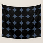 Circular Minimalism - Retro Blue Black Wall Tapestry Gallery Image 4