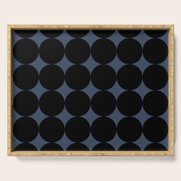 Circular Minimalism - Retro Blue Black Serving Tray Gallery Image 1