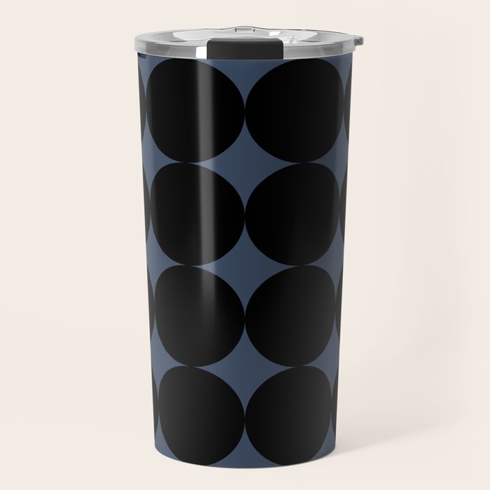 Circular Minimalism - Retro Blue Black Travel Mug Gallery Image 1