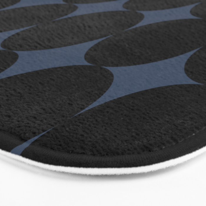 Circular Minimalism - Retro Blue Black Bath Mat Gallery Image 3