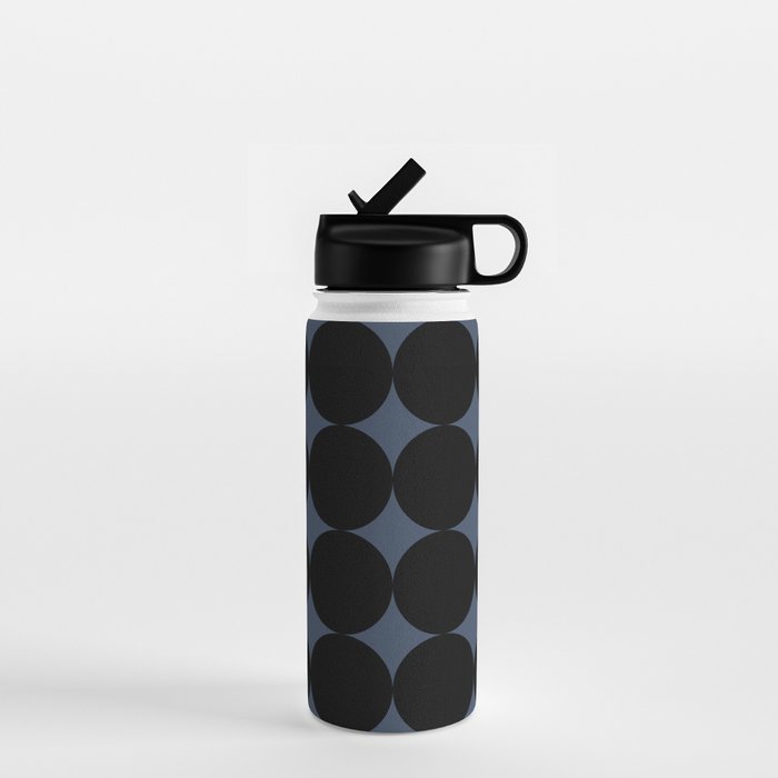 Circular Minimalism - Retro Blue Black Water Bottle Gallery Image 1