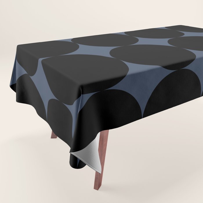 Circular Minimalism - Retro Blue Black Tablecloth Gallery Image 1
